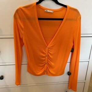 Zara Orange Long Sleeve Top